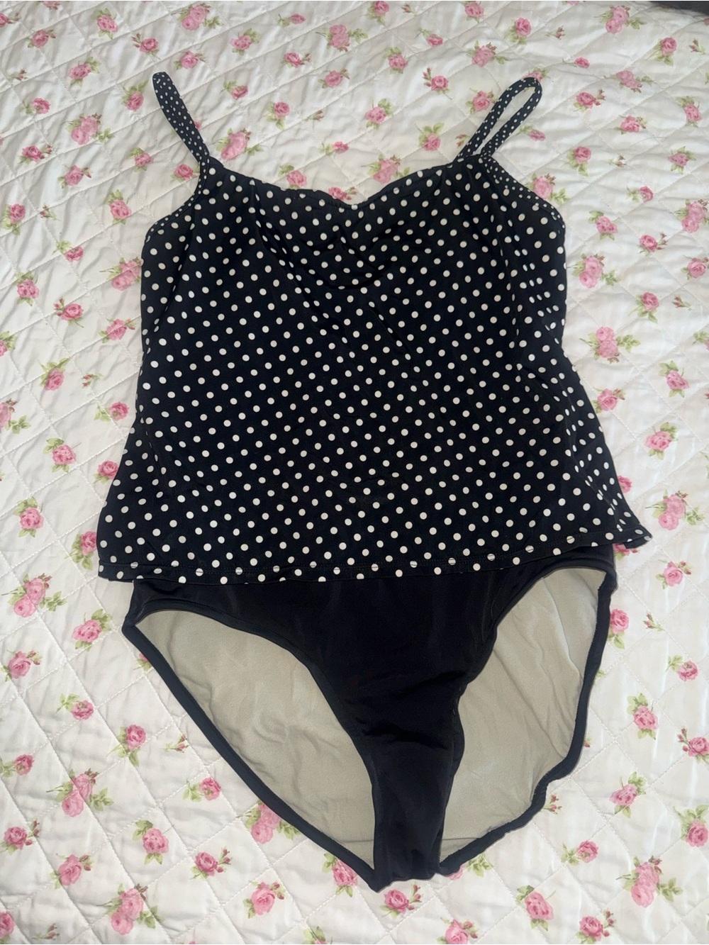 Jantzen Black and White Polka Dot One-Piece Swimsuit